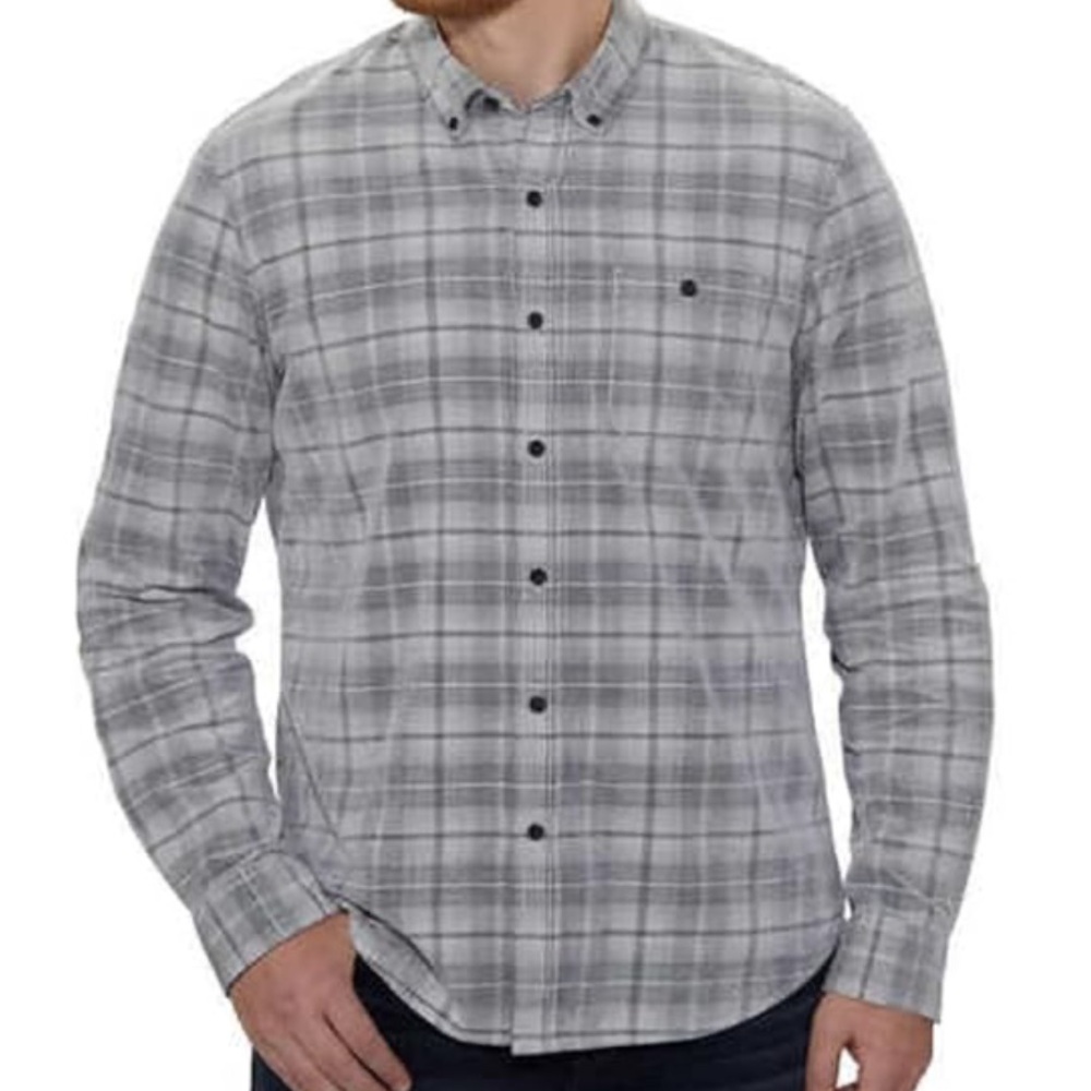 Flannel with soft Classic Gray Plaid Men's XXL Casual Shirt